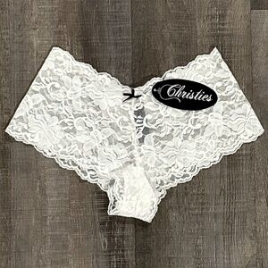💞 New Women’s Size 5 White Lace Cheeky Hipster Panties Underwear